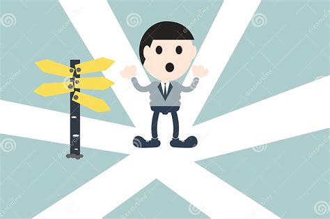 Businessman Standing At Crossroads Stock Vector Illustration Of