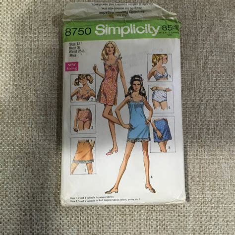 Simplicity Sewing Pattern Misses Mini Slip Mini Half Slip Bra Panties Lingerie Lace