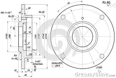 Bearing Sketch With Chamfers Engineering Drawing Stock Vector Image