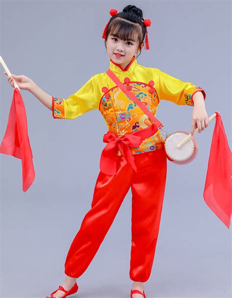 20CN-09E GIRL Chinese Costumes, Drumming Costumes, Folk Dance Costumes ...