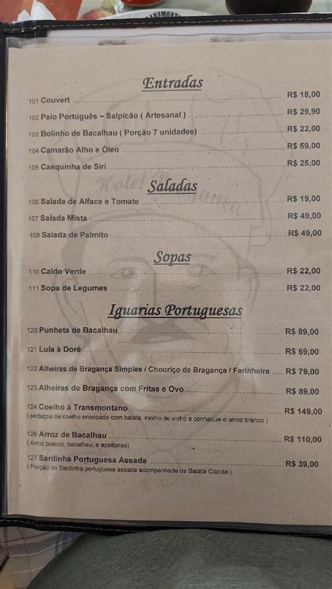 Menu Em O Transmontano Restaurante Petr Polis