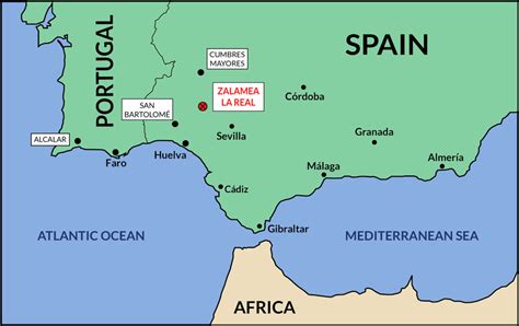 Map Showing Placement Of Zalamea La Real Huelva Province Spain