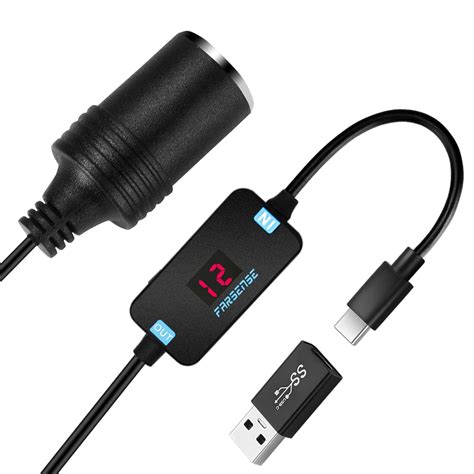 Amazon.com: FARSENSE USB A to 12V Cigarette Lighter Adapter(50W)-USB C