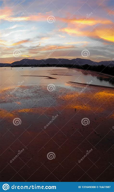 Beautiful Sunset Clouds Sea Beach Aerial View Stock Photo - Image of ...