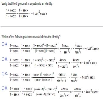 Answered Verify That The Trigonometric Equation Bartleby