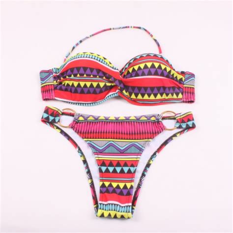 Купальник AliExpress New Brand Women Sexy Print Swimwear Women Bikini