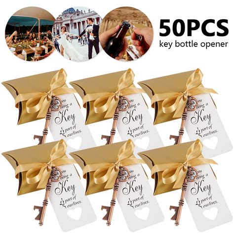 50pcs Key To My Heart Wedding Anniversary Bottle Opener Souvenir And