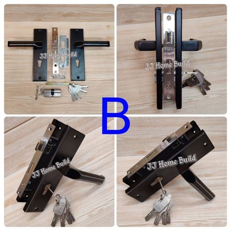 Handle Kunci Pintu Rumah Ukuran Medium Tanggung Black Hitam Rjwali