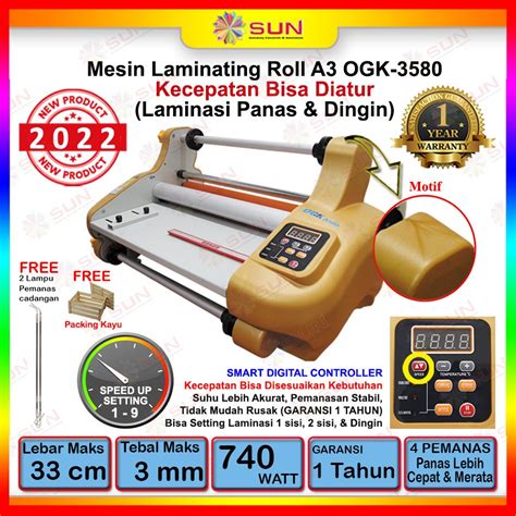 Jual Mesin Laminasi Laminating Roll A3 FM3510 FM OGK3580 Hot Panas Dan Cold Dingin