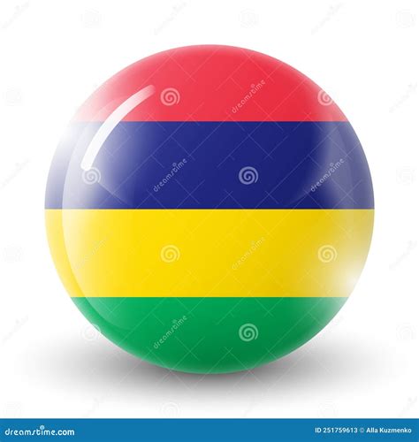 Glass Light Ball With Flag Of Mauritius Round Sphere Template Icon