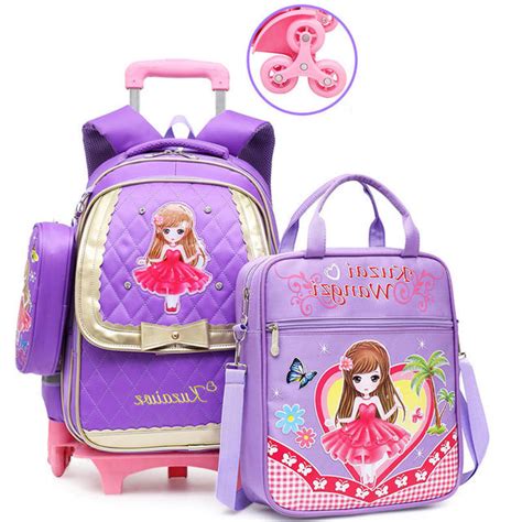 Trolley Children School Bags Set Mochilas Kids Backpacks With Wheel