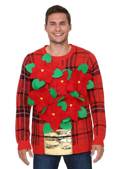 Poinsettia Bouquet Ugly Christmas Sweater For Adults