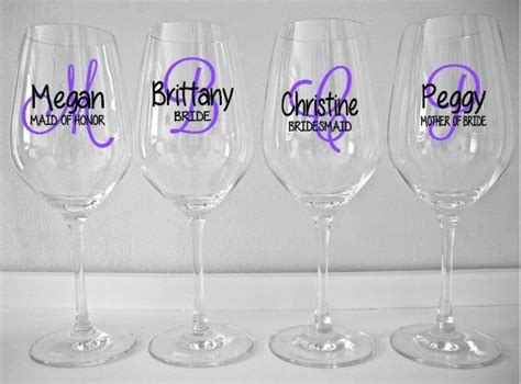 Wedding Party Wine Glass Decals Monogram Wine Glass Stickers