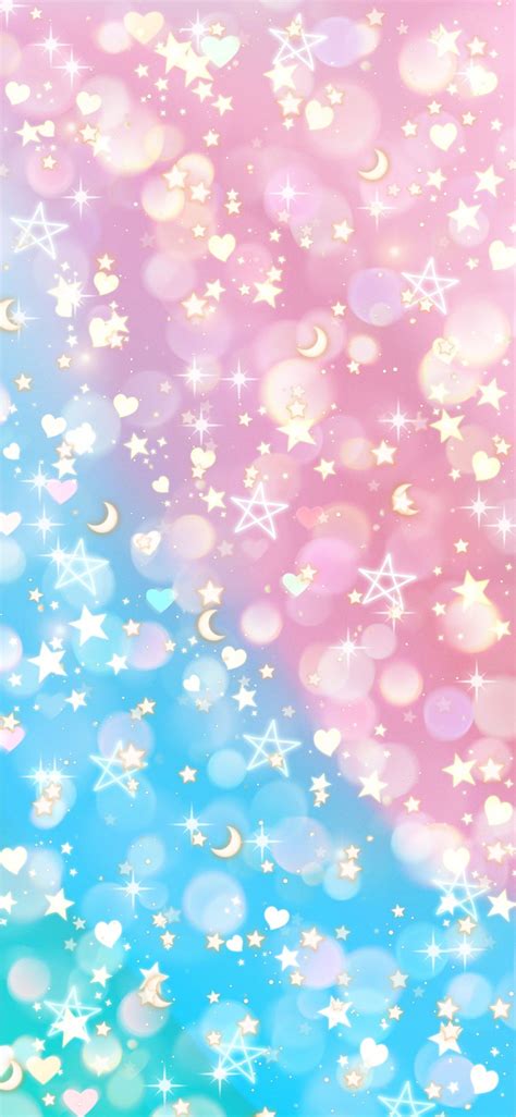 Cute Blue and pink stars wallpaper | Sparkle wallpaper, Moon and stars ...