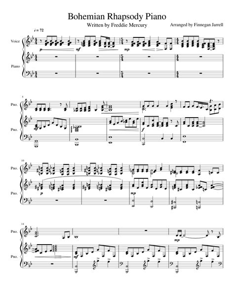 Bohemian Rhapsody Piano sheet music for Piano download free in PDF or MIDI