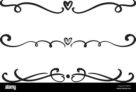 Vector vintage line elegant valentine dividers and separators, swirls ...