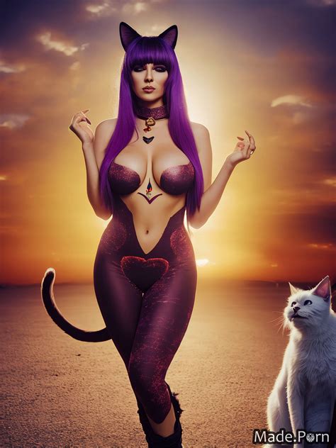 Porn Image Of Cosplay Tight Natural Tits Cat Tail Jumpsuit Bodypaint Cosplay Created By AI