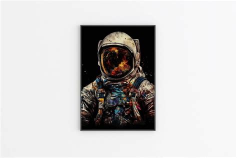 Astronaut Oil Painting Art Print, Astronaut in Space Wall Art Poster ...