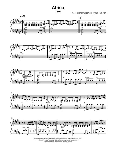 Toto Africa Sheet Music For Piano Download Free In Pdf Or Midi