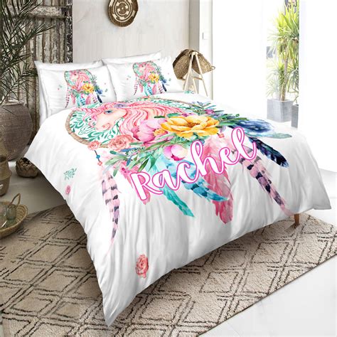 Personalized Custom Rainbow Wings Unicorn Bedding Set Unilovers