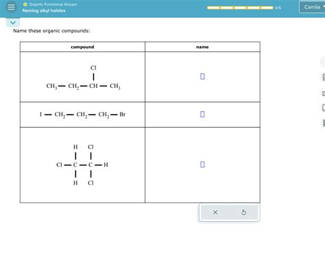 Solved Organic Functional GroupsNaming Alkyl HalidesName Chegg