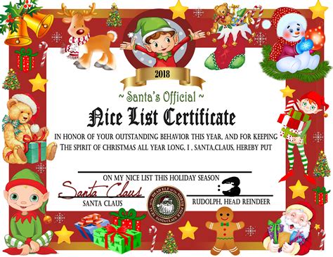 Nice List Certificate Free Printable