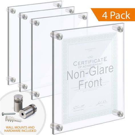 Acrylic Wall Frames With Non Glare Front Wall Mounted On Standoffs