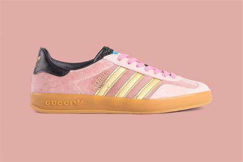 Gucci X Adidas Gazelle Pink Gold Black Nice Kicks