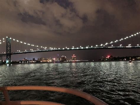 Ambassador Bridge Connecting Detroit Michigan And Windsor Ontario Taken On A Boat On The Detroit