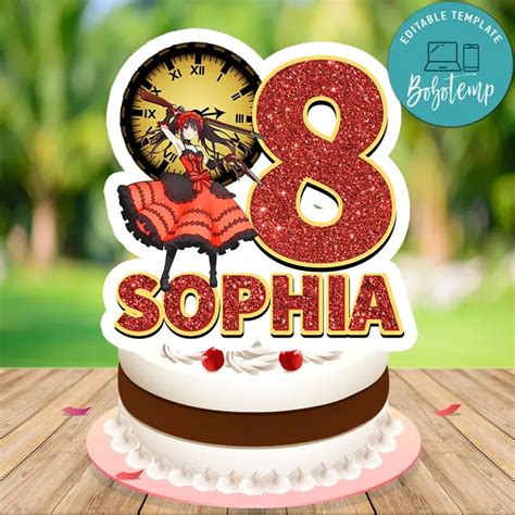 Kurumi Tokisaki Birthday Cake Topper Template Printable Bobotemp