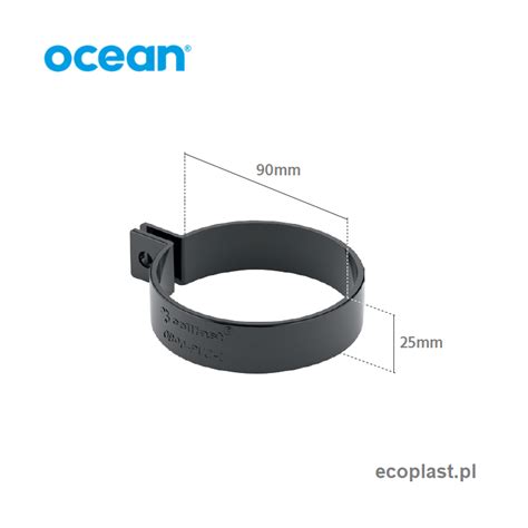 OCEAN PVC Szary Obejma Rury 90mm PVC ECOPLAST