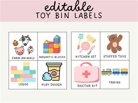 Editable Toy Bin Labels Printable Storage Labels Visual Pictures ...