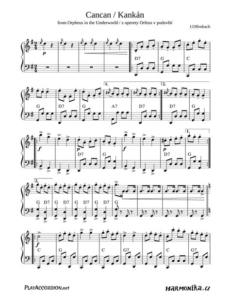 Cancan Sheet Music For Accordion Solo