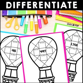 4th Grade Math Craft Back To School Review Activities Hot Air Balloon