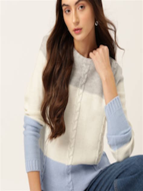 Buy DressBerry Pure Acrylic Colourblocked Pullover Sweaters For Women