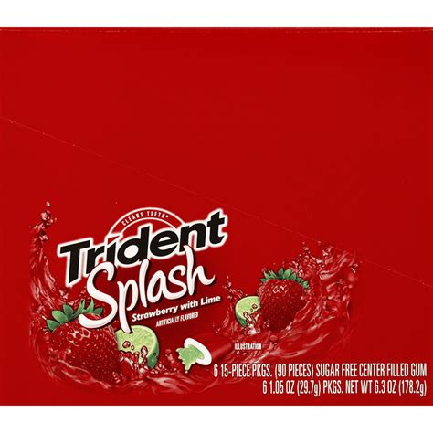 Trident Gum Sugar Free Center Filled Strawberry With Lime 6 Each