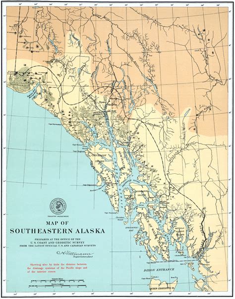 1903 Southeast Alaska Map Print Juneau, Sitka, Skagway, Wrangell ...