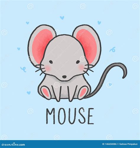 Cute Mouse Cartoon Hand Drawn Style Stock Illustration - Illustration ...