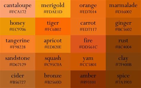 orange color palette names - Vita Spear