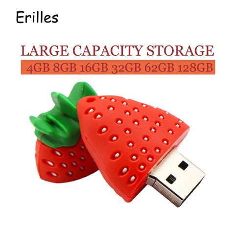 Silicone Strawberry Usb Flash Drive 20 Flash Disk 16gb 32gb 64gb 128gb