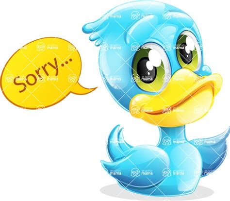 Blue Duck Cartoon Vector Character Vector Cartoon Character Feelings