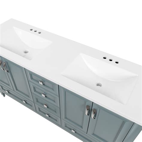 Diamond NOW Owen 60-in Sage Double Sink Bathroom Vanity with White