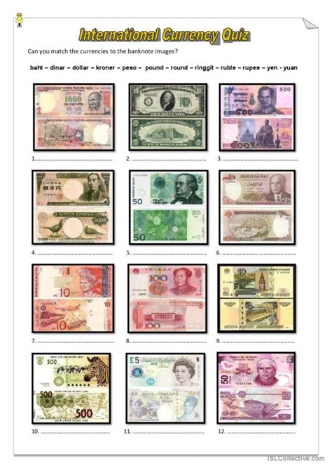 International Currency Quiz | Printable flash cards, Currency, Currency ...