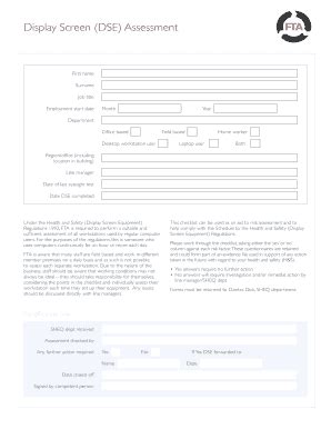 Fillable Online Display Screen Dse Assessment Fax Email Print Pdffiller