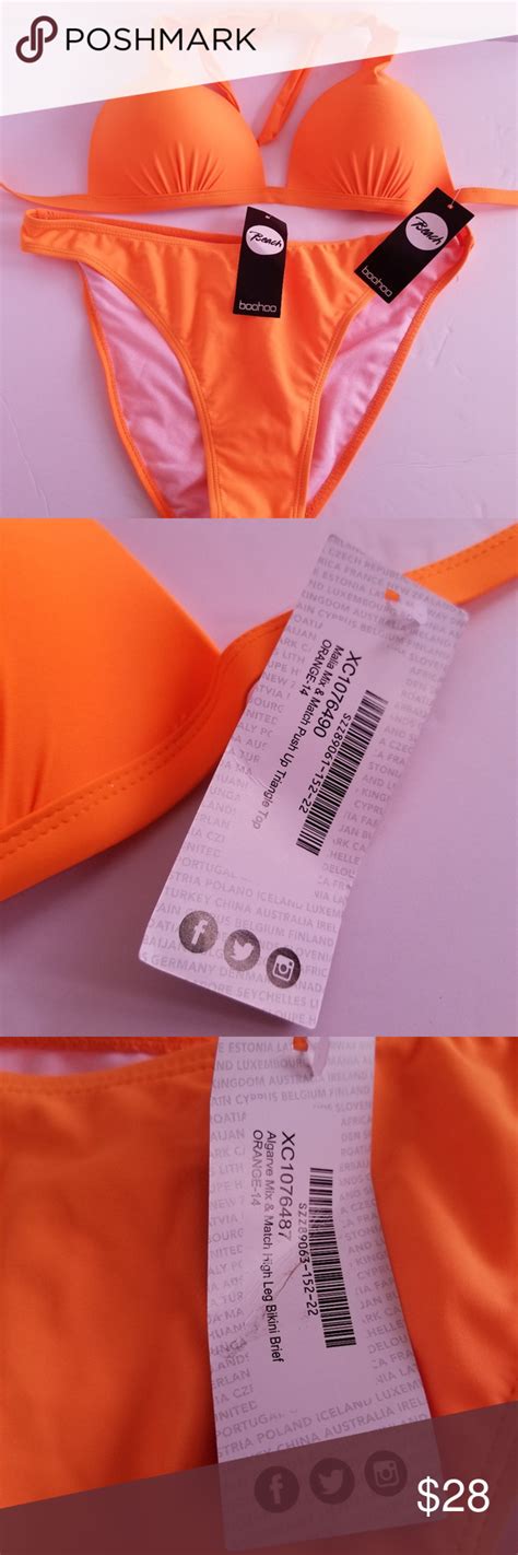 BooHoo Beach Neon Orange 2 Pc Bikini NWT Sz 14 Bikinis Neon Orange