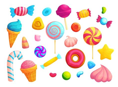 Premium Vector Colorful Candies And Lollipops Cartoon Illustrations