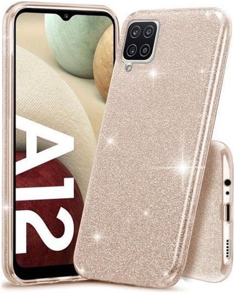 Samsung Galaxy A12 Hoesje Glitters Siliconen Tpu Case Goud Blingbling Cover