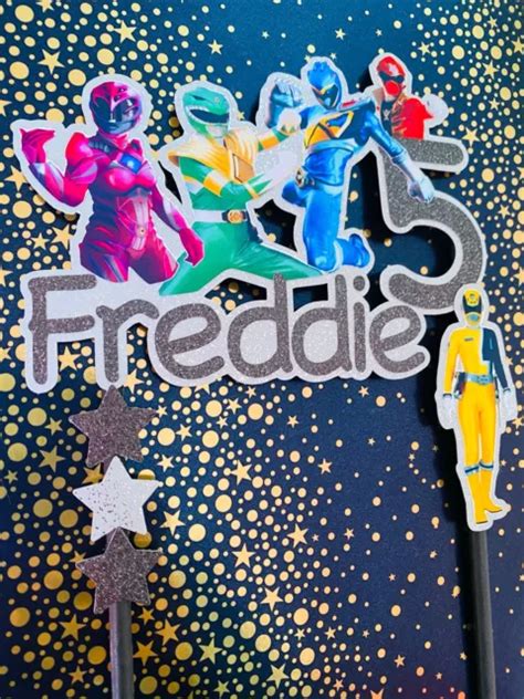 PERSONALISED POWER RANGERS Birthday Cake Topper Name And Age 8 50