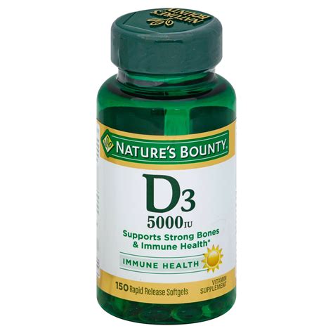 Nature S Bounty Vitamin D3 125 Mcg 5000 Iu Softgels Shop Vitamins A Z At H E B