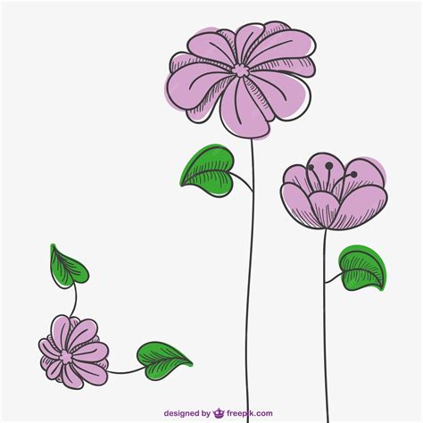 Free Vector | Pink flowers drawing